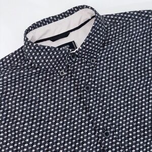 Fried Denim Mens Slim Fit Short Sleeve‎ Button Down Shirt Dice Print Black Small